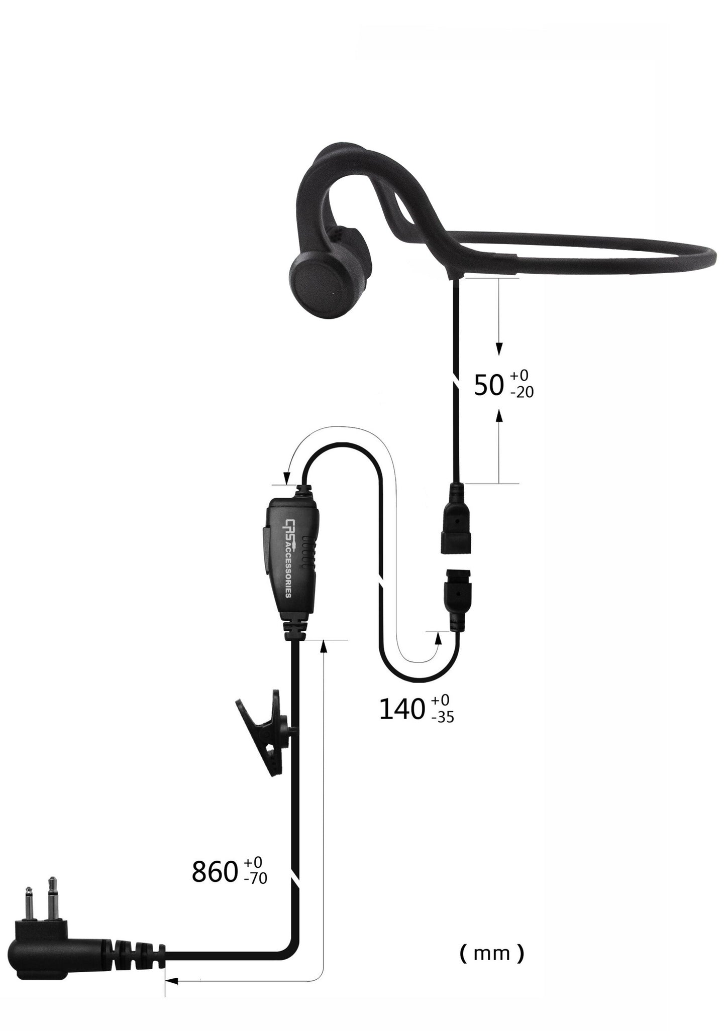 (CRS-1WLWTH) 1 Wire Lightweight Temple Headset