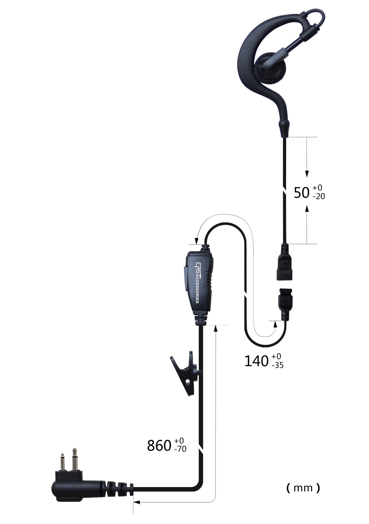 (CRS-1WEH) 1 Wire Earhook Earpiece