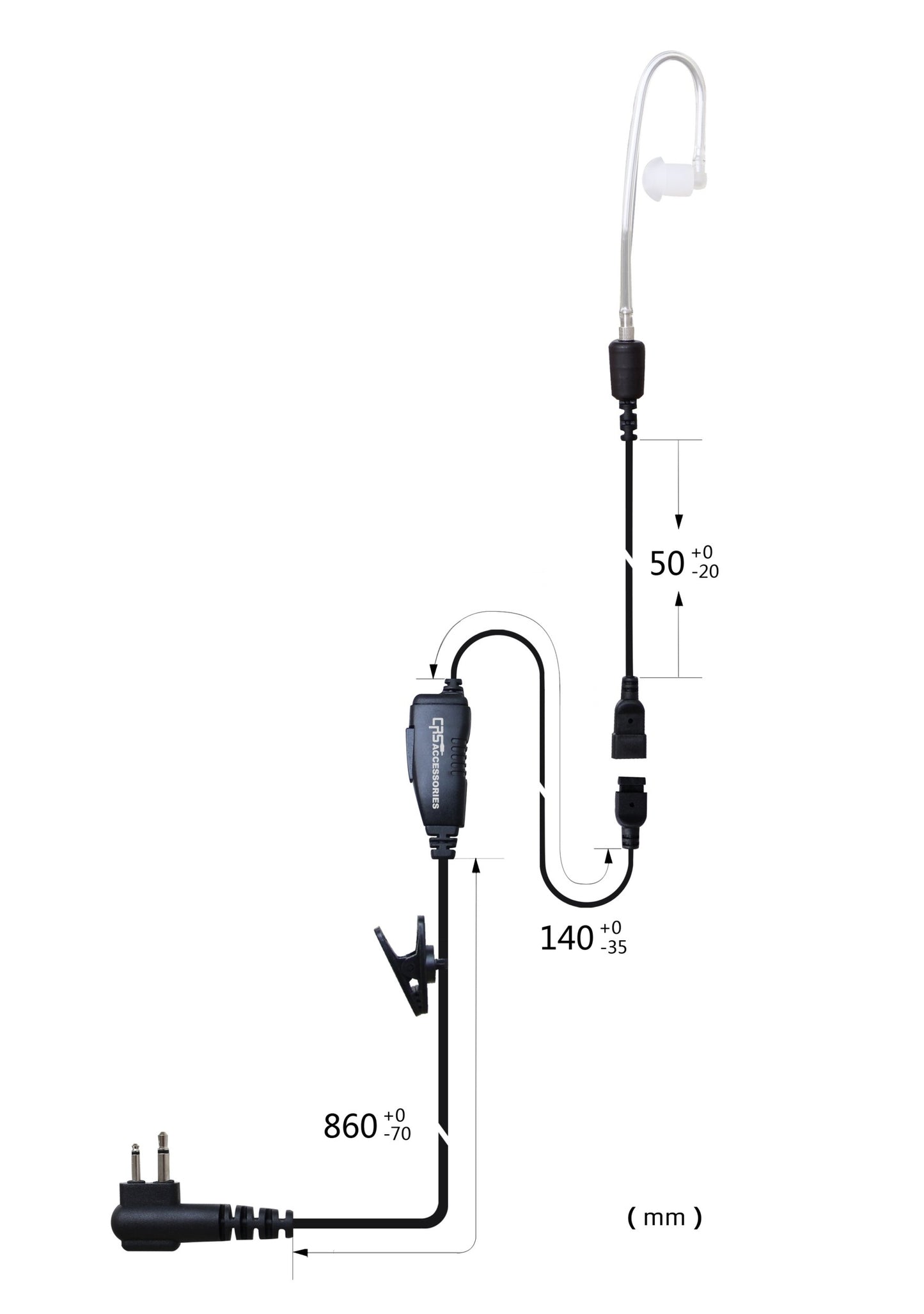 (CRS-1WSAT) 1 Wire Short Acoustic Airtube Earpiece