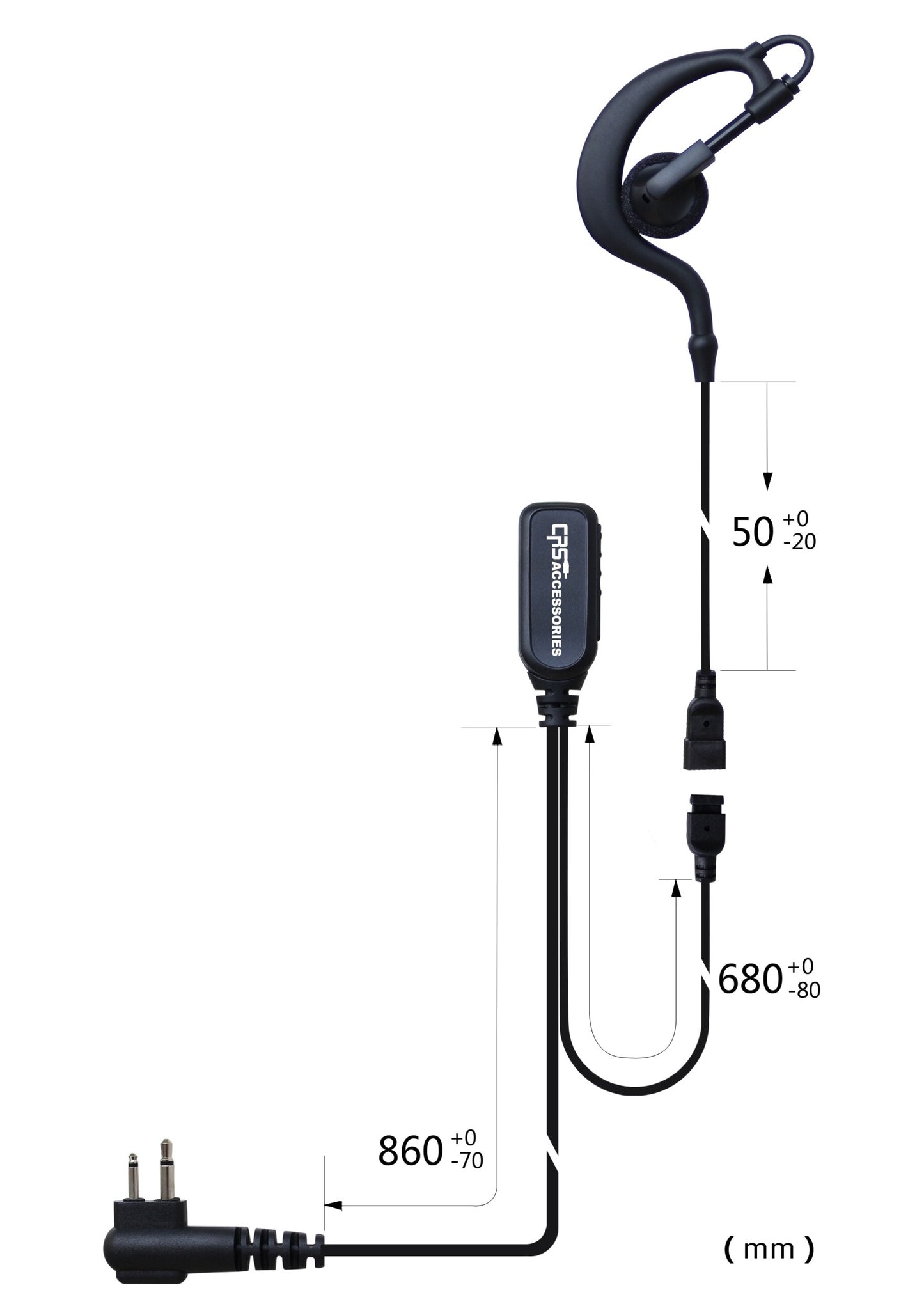 (CRS-2WEH) 2 Wire Earhook Earpiece