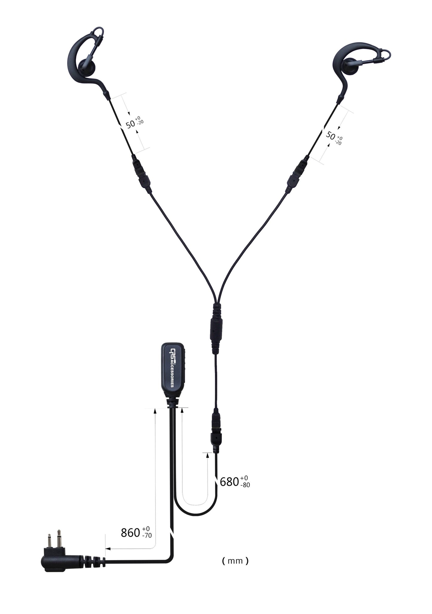 (CRS-2WEHEYS) 2 Wire Y Splitter Dual Earhook Earpiece