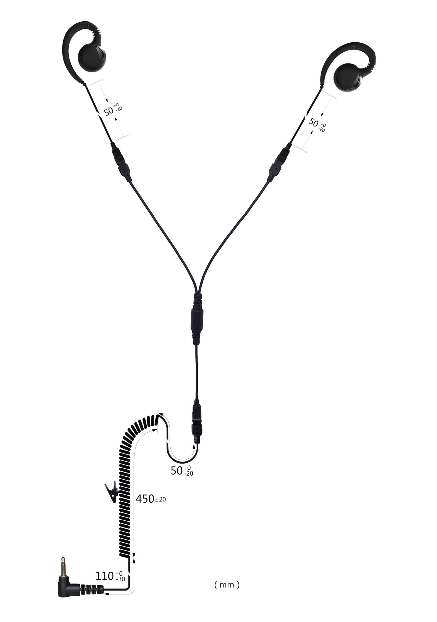 (CRS-LOGHEYS) Listen Only Y Splitter G-Hook Earpiece w/ Cable