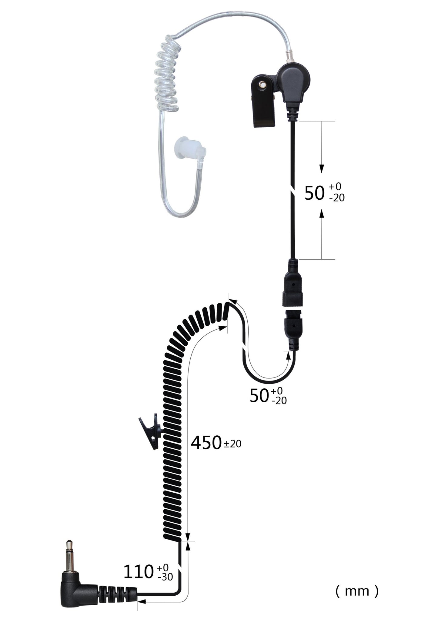 (CRS-LOLAT) Listen Only Acoustic Airtube Earpiece w/ Cable