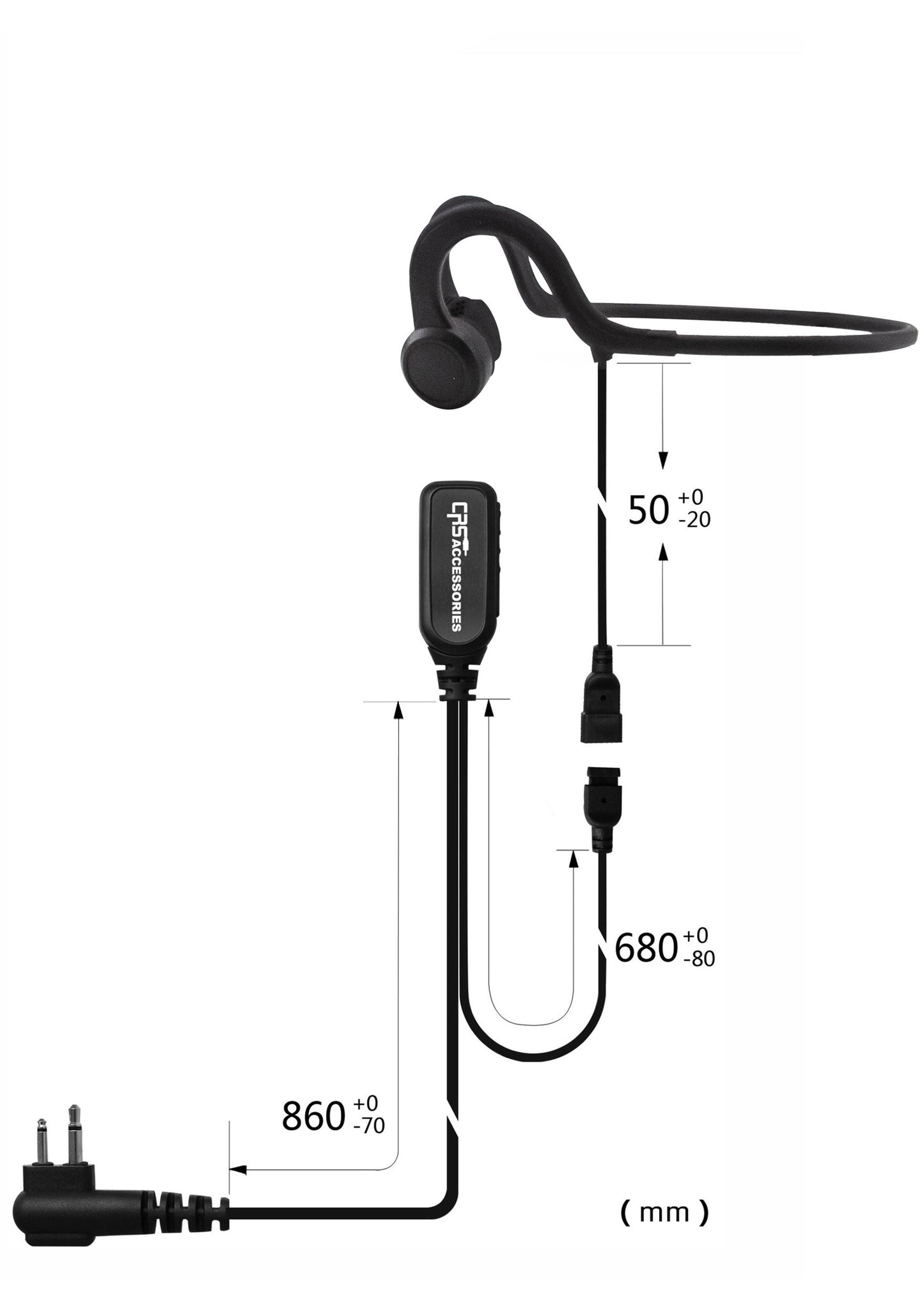 (CRS-2WLWTH) 2 Wire Lightweight Temple Headset
