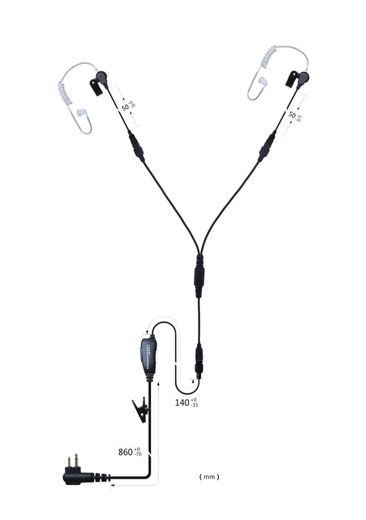 (CRS-1WLATEYS) 1 Wire Y Splitter Dual Acoustic Airtube Earpiece