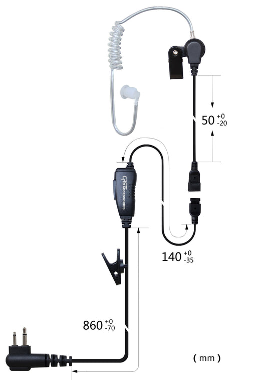 (CRS-1WLAT) 1 Wire Long Acoustic Airtube Earpiece