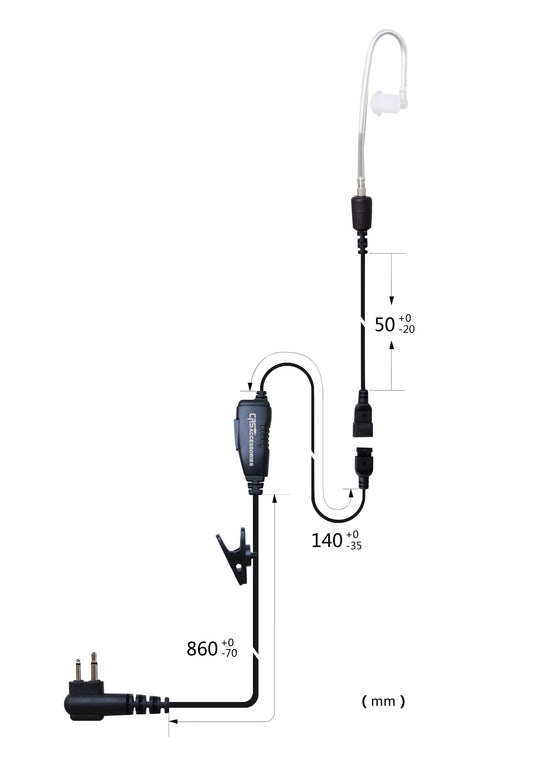 (CRS-1WSAT) 1 Wire Short Acoustic Airtube Earpiece