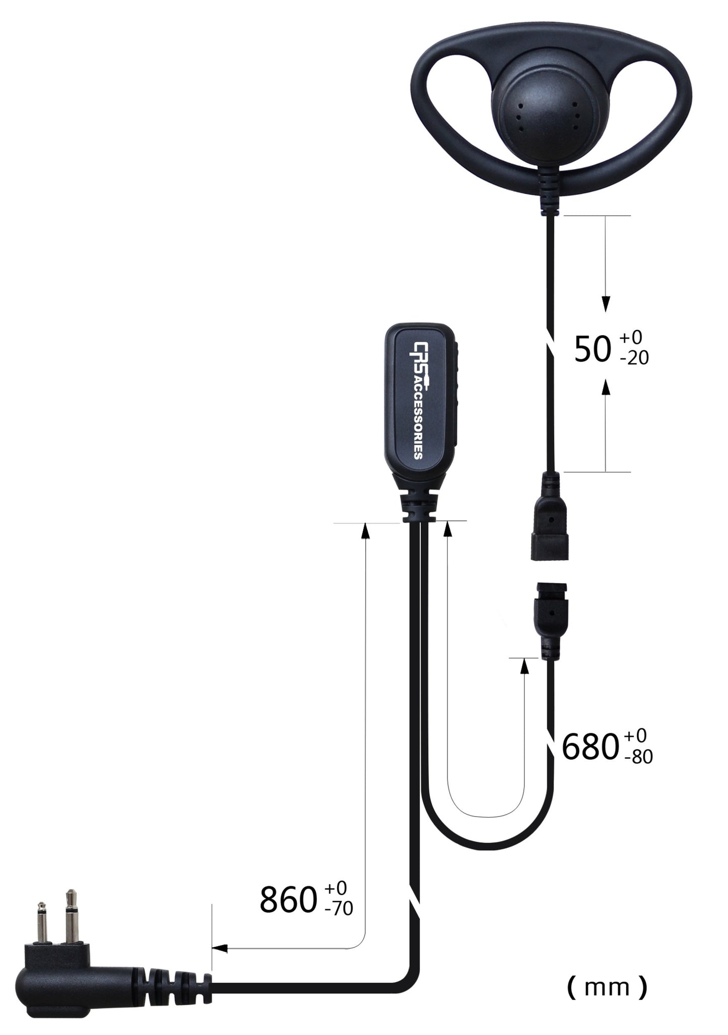 (CRS-2WDH) 2 Wire D-Hook Earpiece