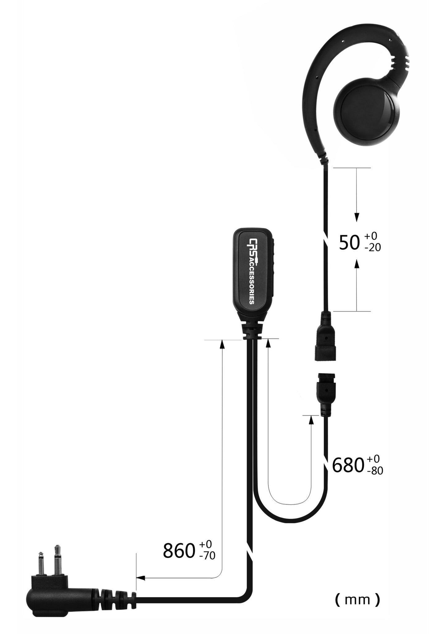 (CRS-2WGH) 2 Wire G-Hook Earpiece