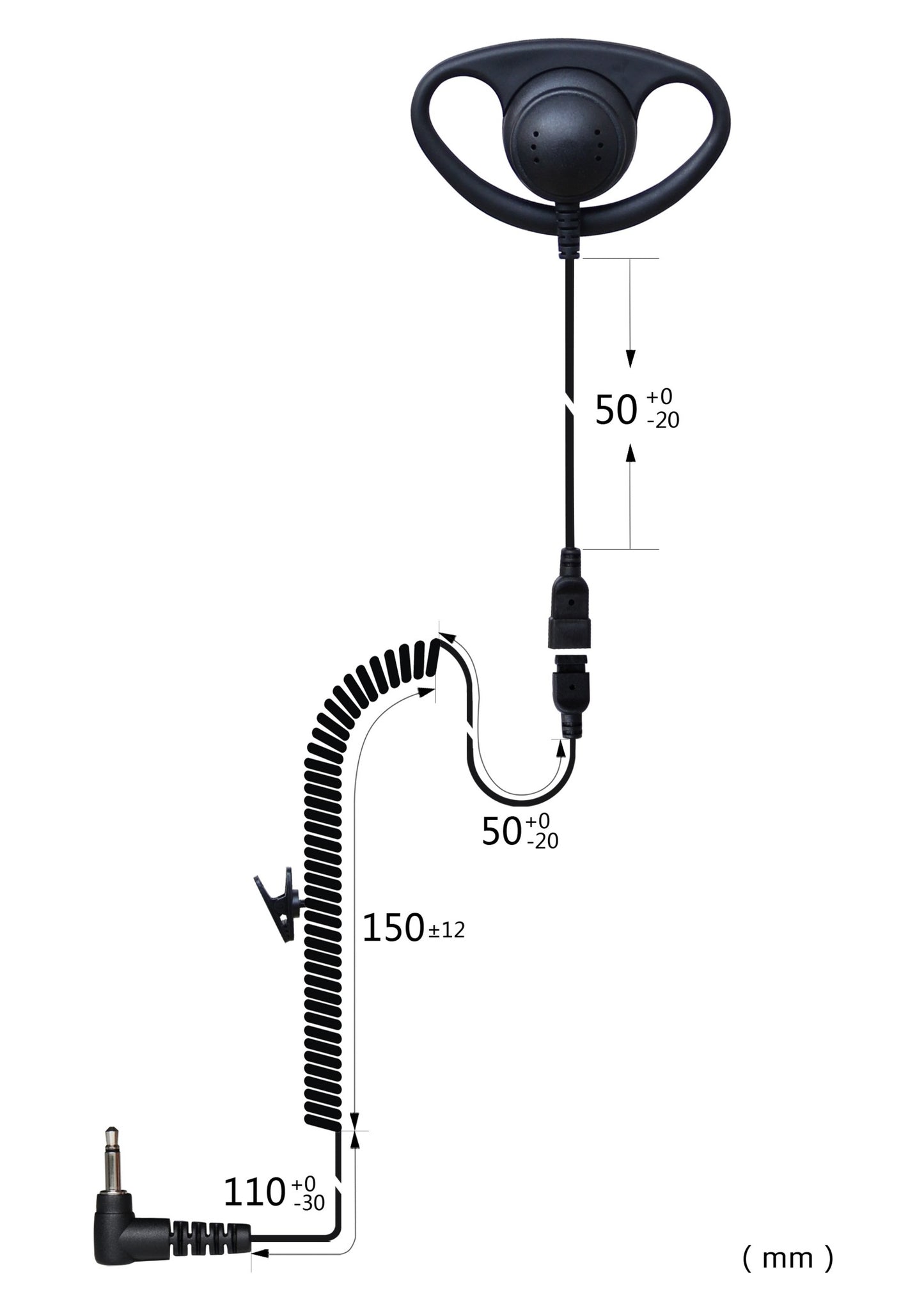 (CRS-LODH) Listen Only D-Hook Earpiece w/ Cable