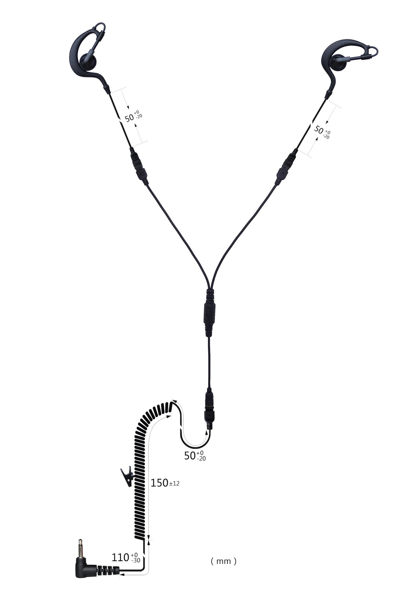 (CRS-LOEHEYS) Listen Only Y Splitter Earhook Earpiece w/ Cable