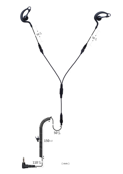 (CRS-LOEHEYS) Listen Only Y Splitter Earhook Earpiece w/ Cable