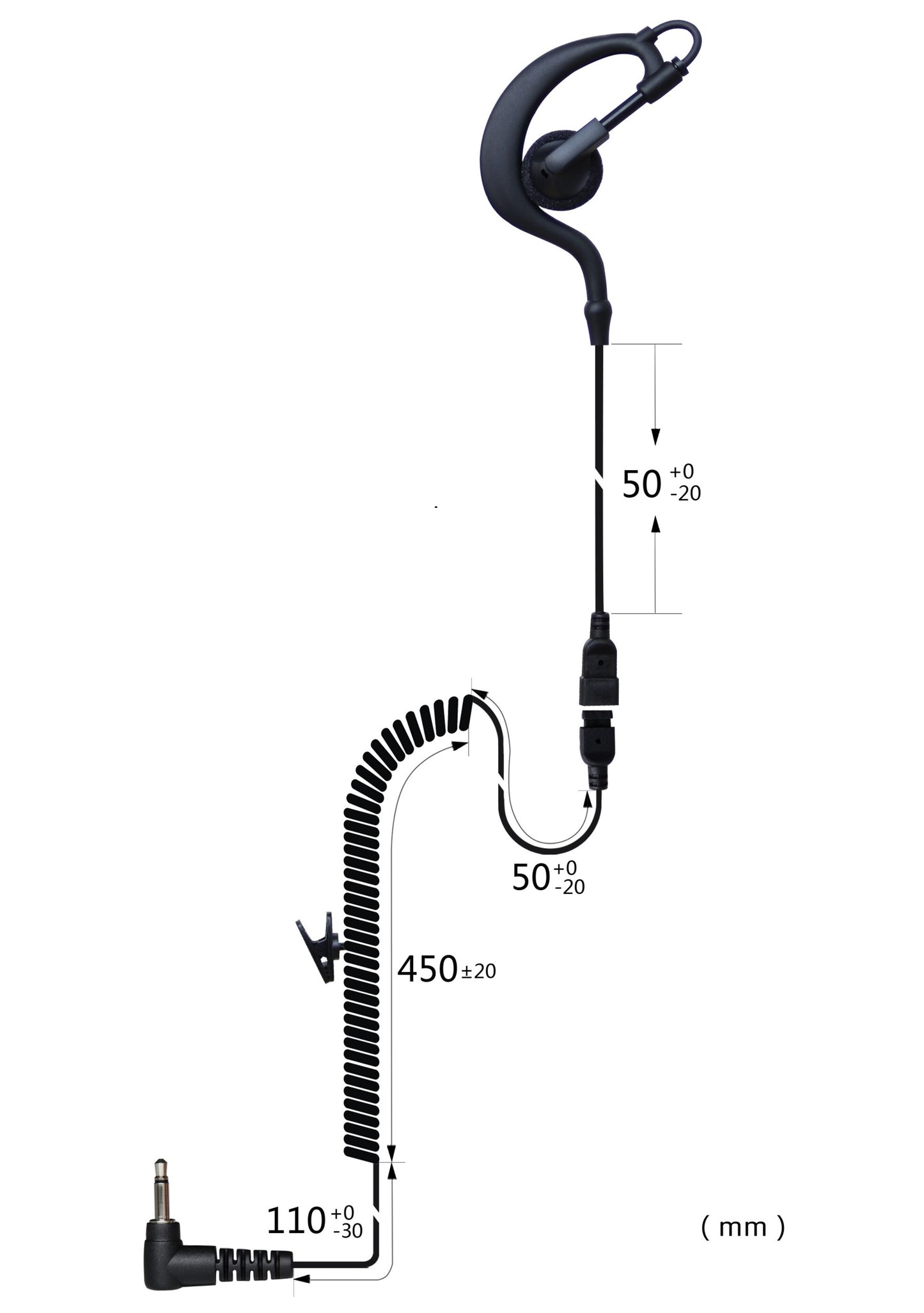 (CRS-LOEH) Listen Only Earhook Earpiece w/ Cable