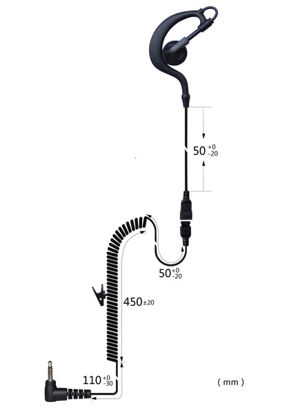 (CRS-LOEH) Listen Only Earhook Earpiece w/ Cable