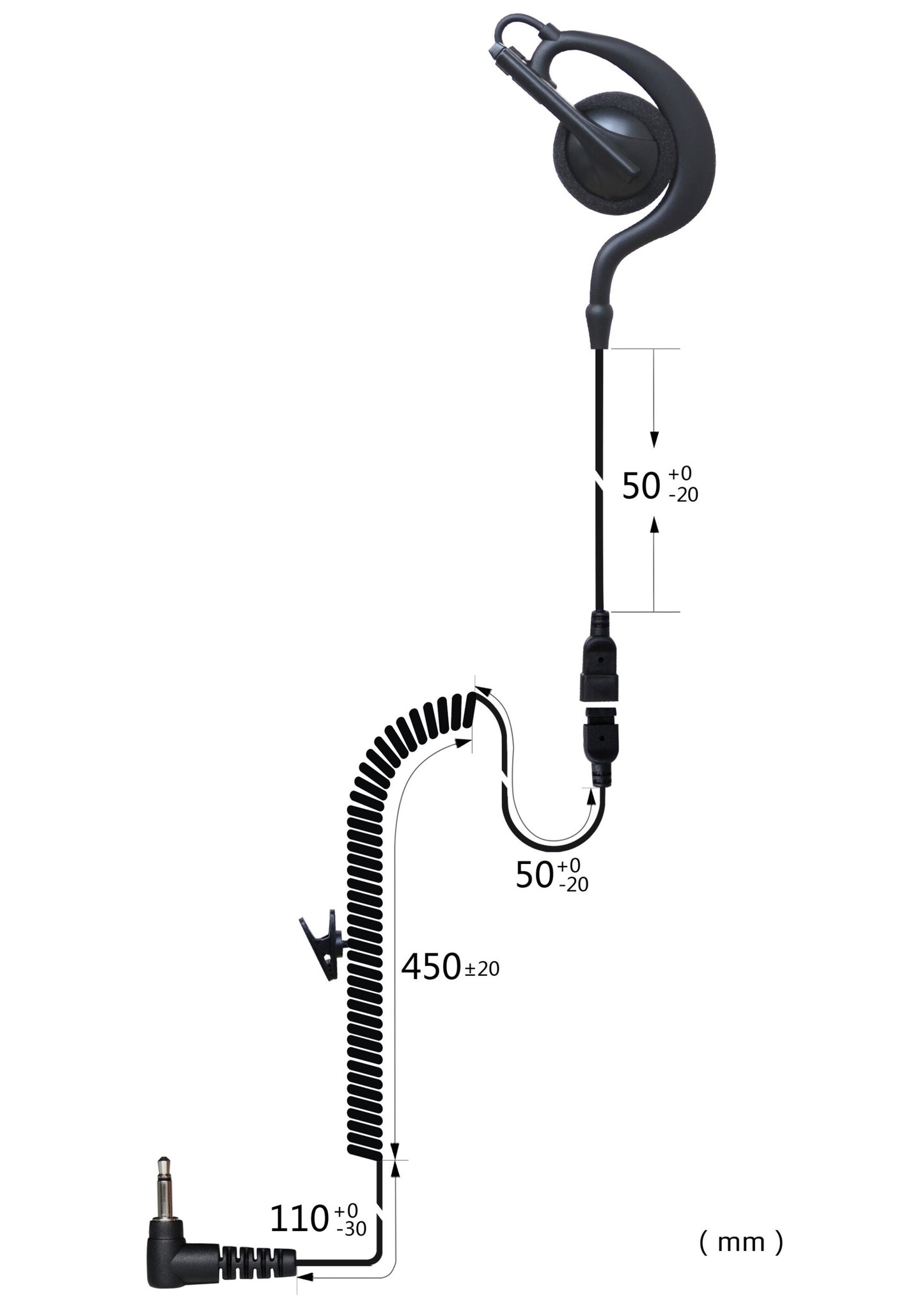 (CRS-LOEHL) Listen Only Earhook Large Earpiece w/ Cable
