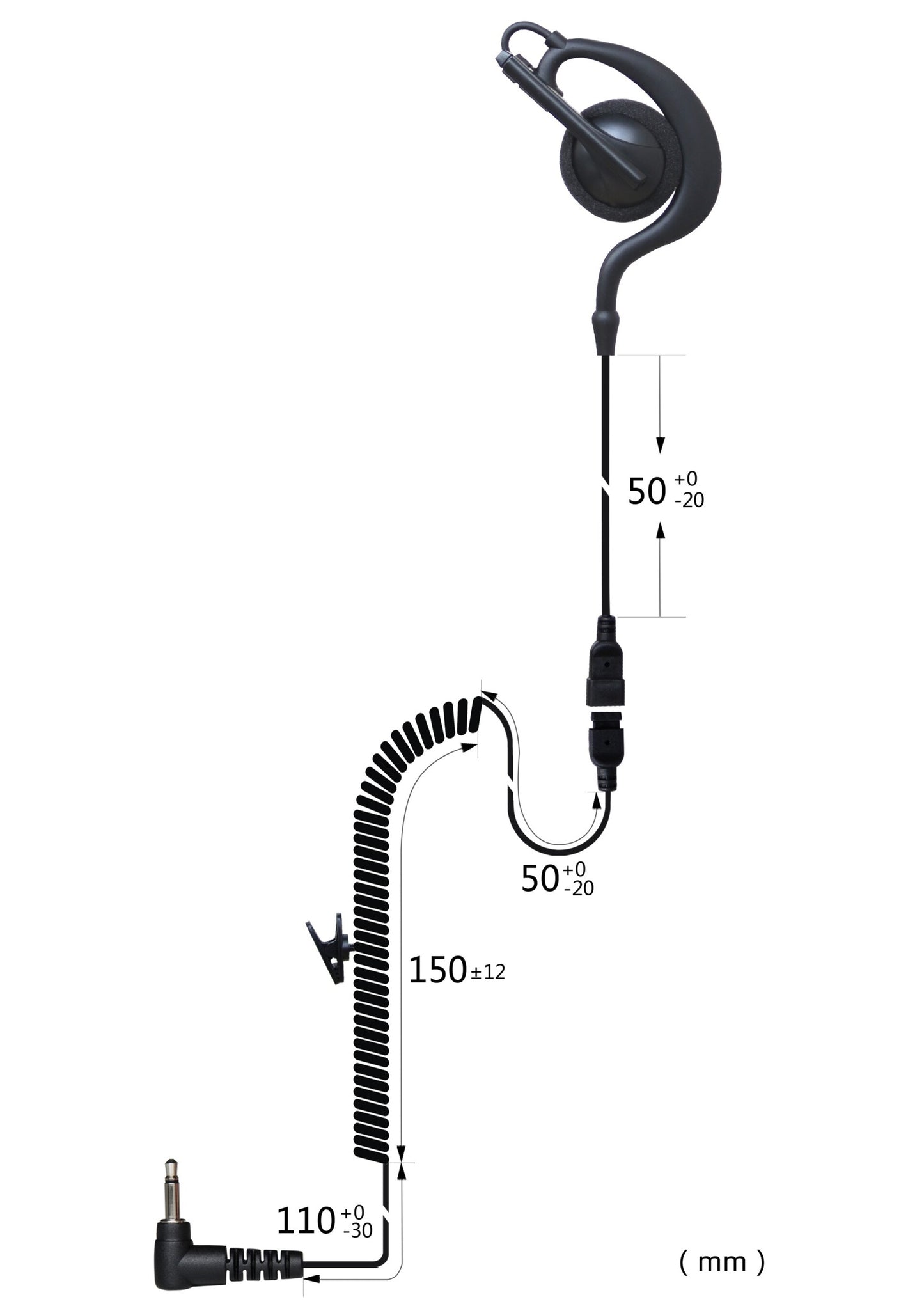 (CRS-LOEHL) Listen Only Earhook Large Earpiece w/ Cable