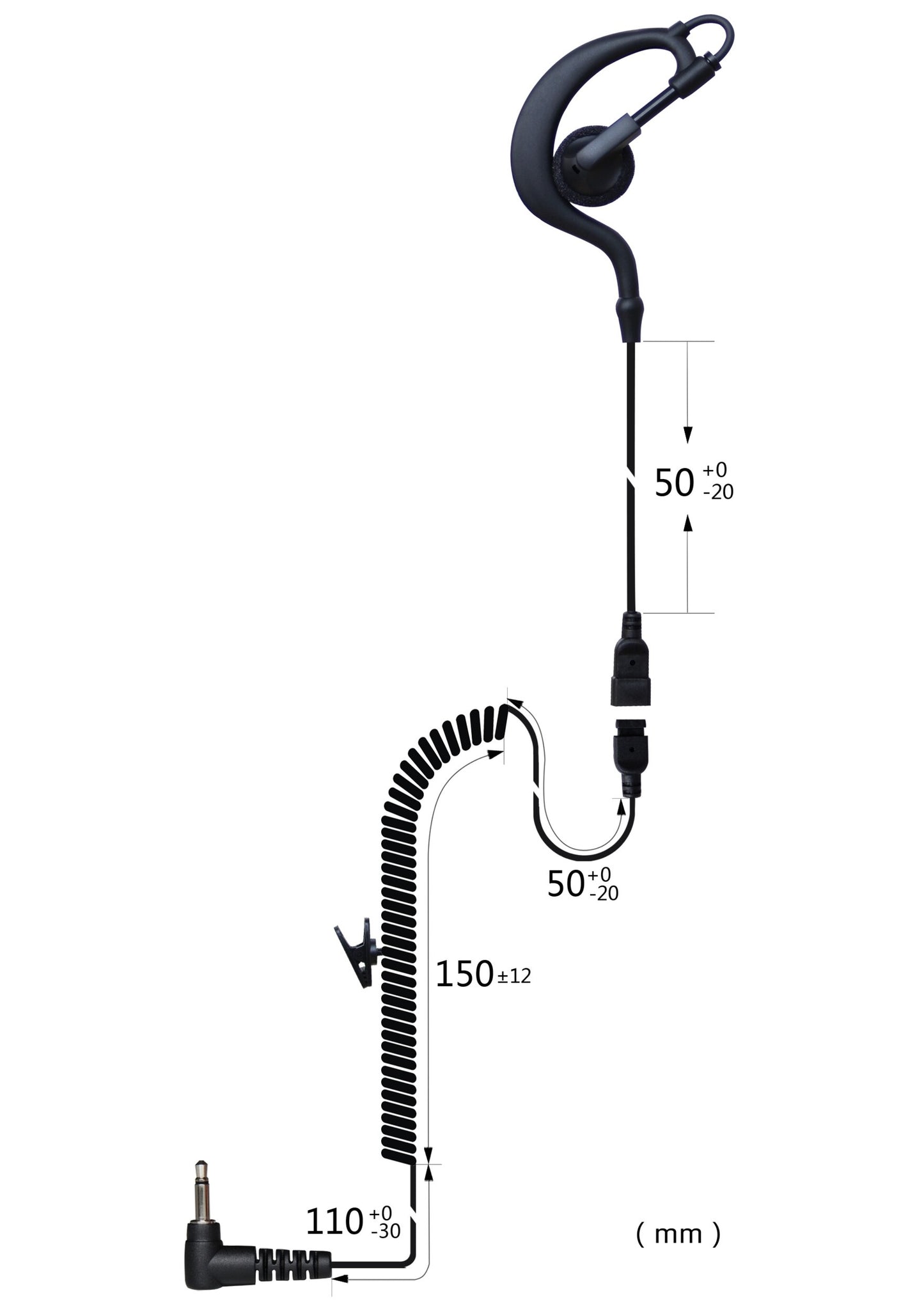 (CRS-LOEH) Listen Only Earhook Earpiece w/ Cable