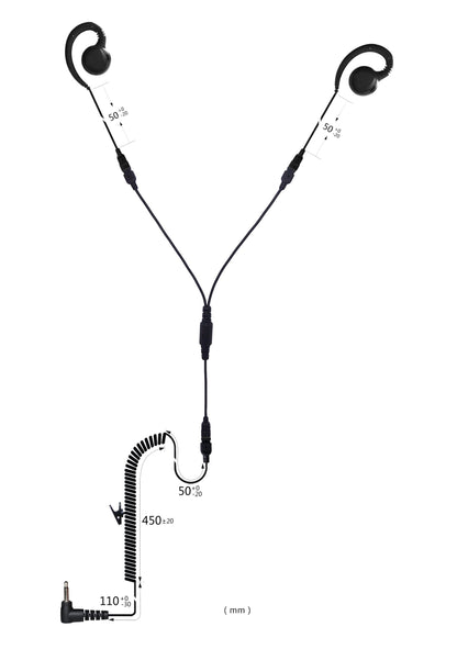 (CRS-LOGHEYS) Listen Only Y Splitter G-Hook Earpiece w/ Cable