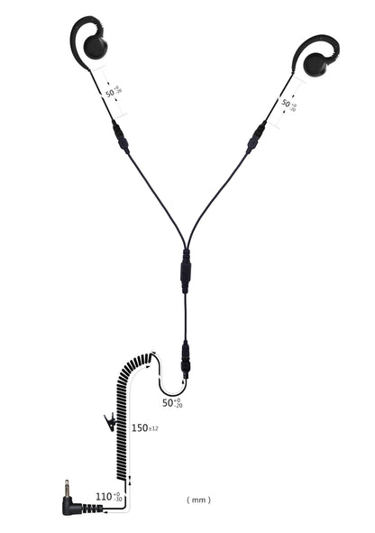 (CRS-LOGHEYS) Listen Only Y Splitter G-Hook Earpiece w/ Cable