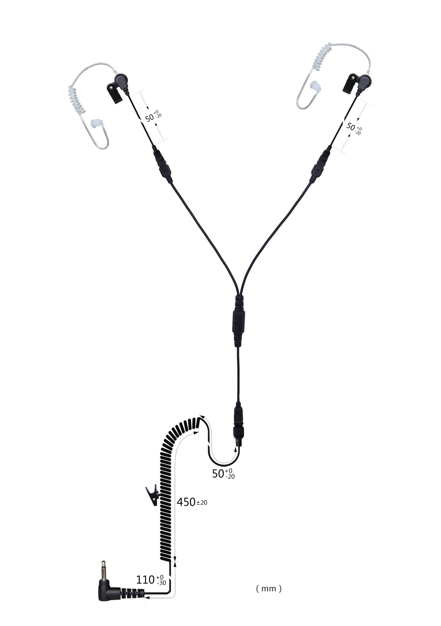 (CRS-LOLATEYS) Listen Only Y Splitter Dual Acoustic Earpiece w/ Cable
