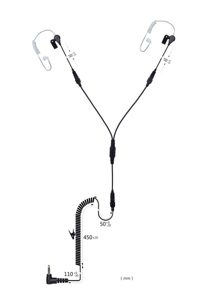 (CRS-LOLATEYS) Listen Only Y Splitter Dual Acoustic Earpiece w/ Cable