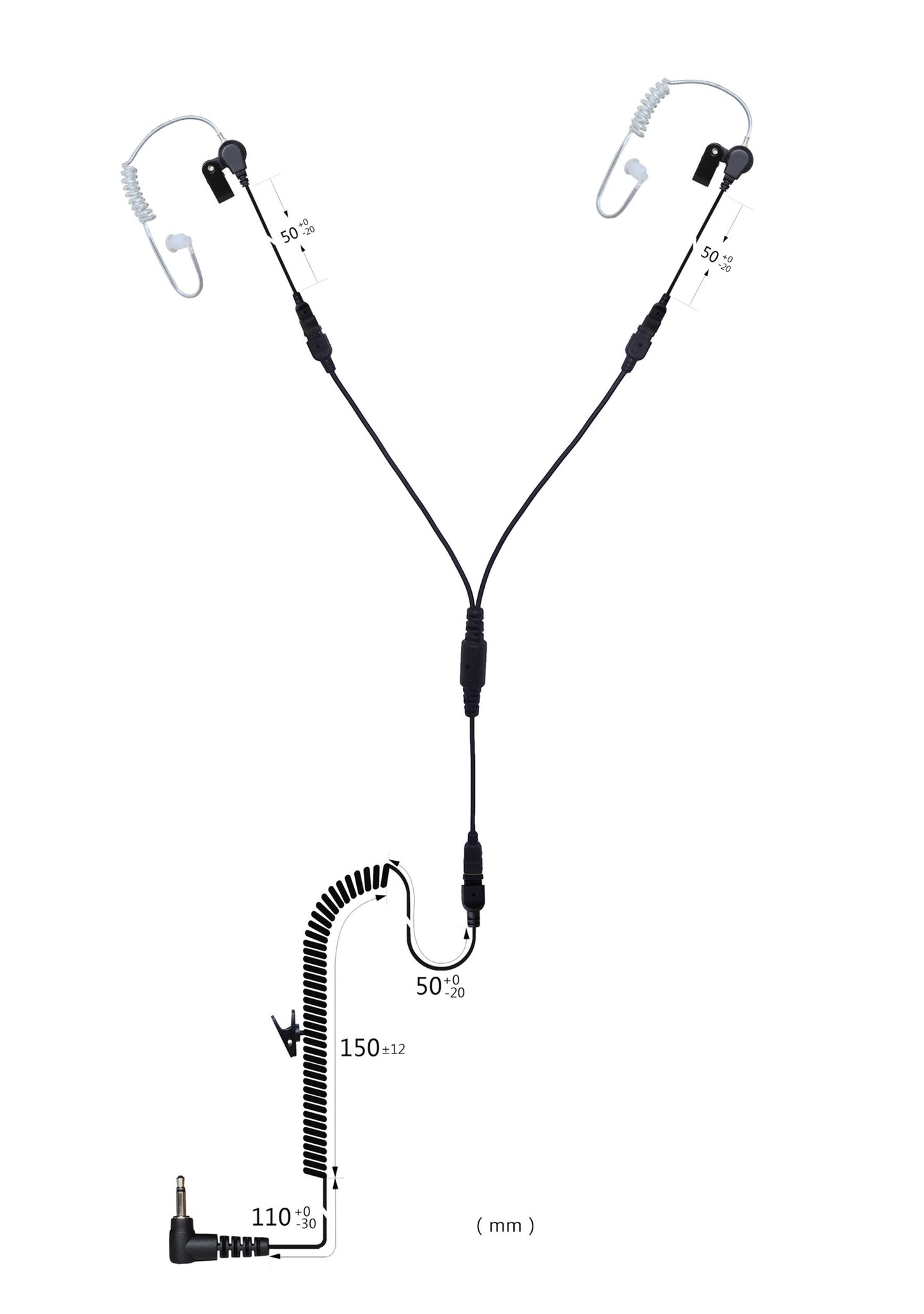 (CRS-LOLATEYS) Listen Only Y Splitter Dual Acoustic Earpiece w/ Cable
