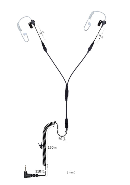 (CRS-LOLATEYS) Listen Only Y Splitter Dual Acoustic Earpiece w/ Cable