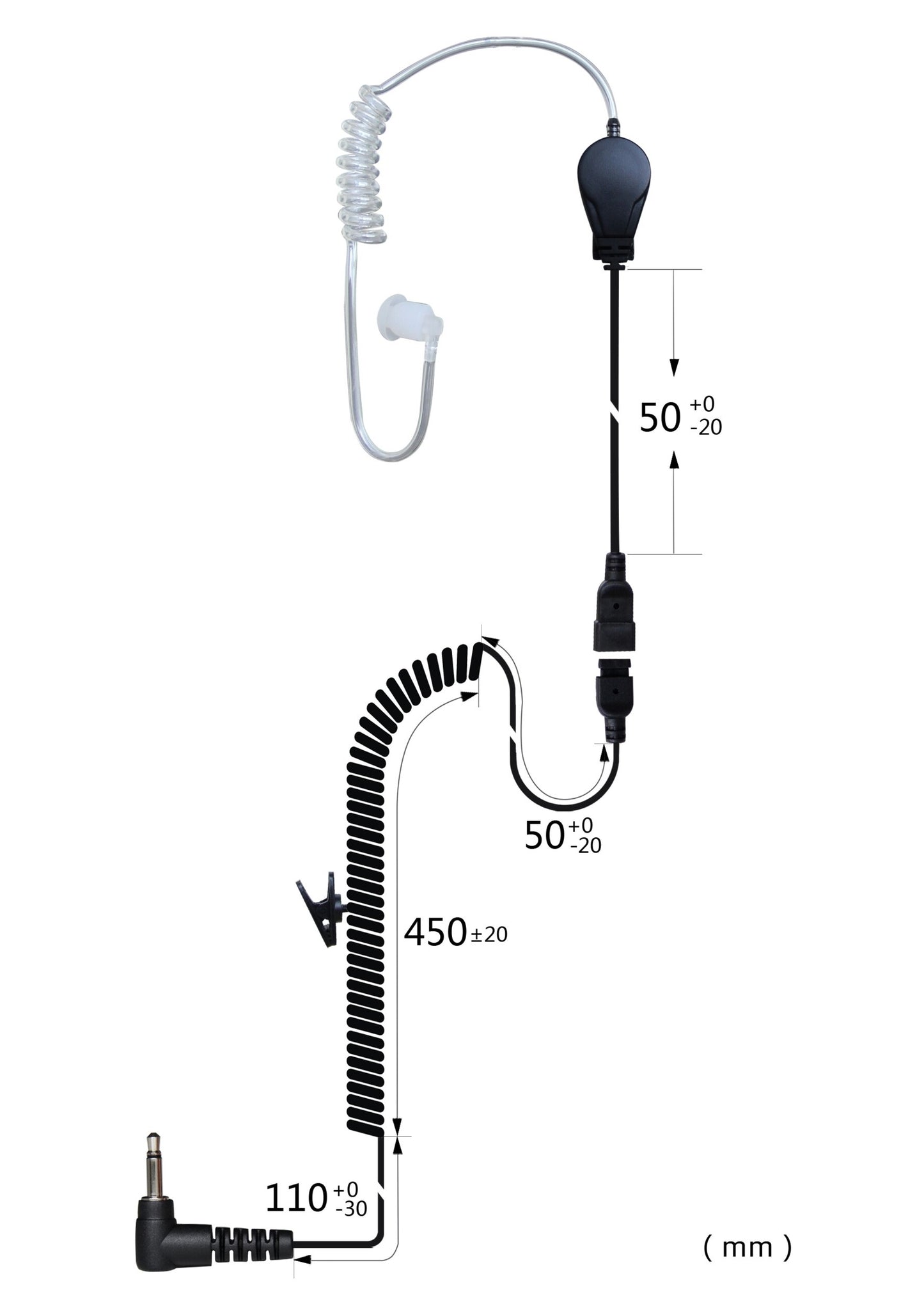 (CRS-LOLATM) Listen Only Moulded Acoustic Airtube Earpiece w/ Cable
