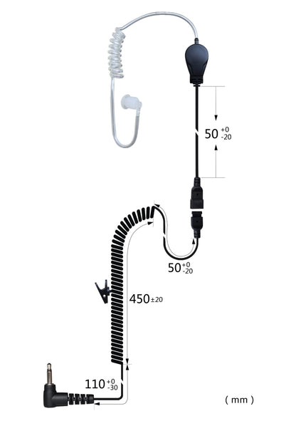 (CRS-LOLATM) Listen Only Moulded Acoustic Airtube Earpiece w/ Cable