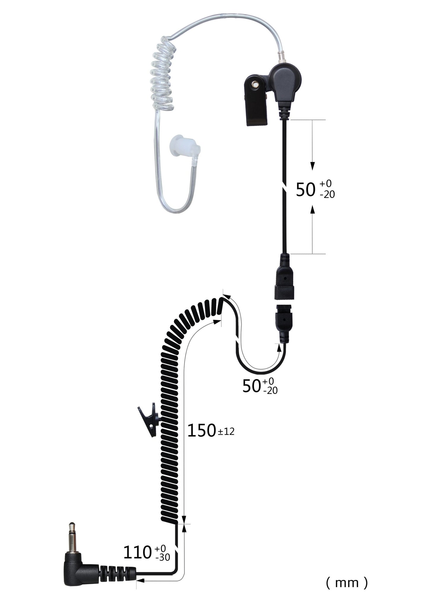 (CRS-LOLAT) Listen Only Acoustic Airtube Earpiece w/ Cable