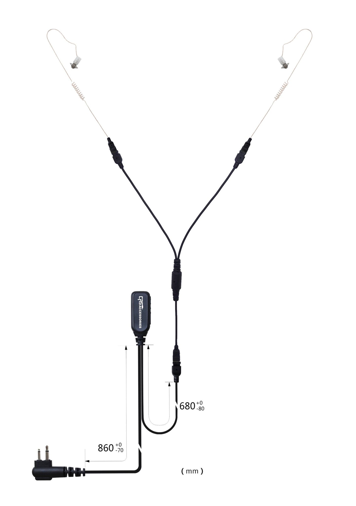 (CRS-2WEEPEYS) 2 Wire Y Splitter Dual Long Acoustic Airtube Earpiece