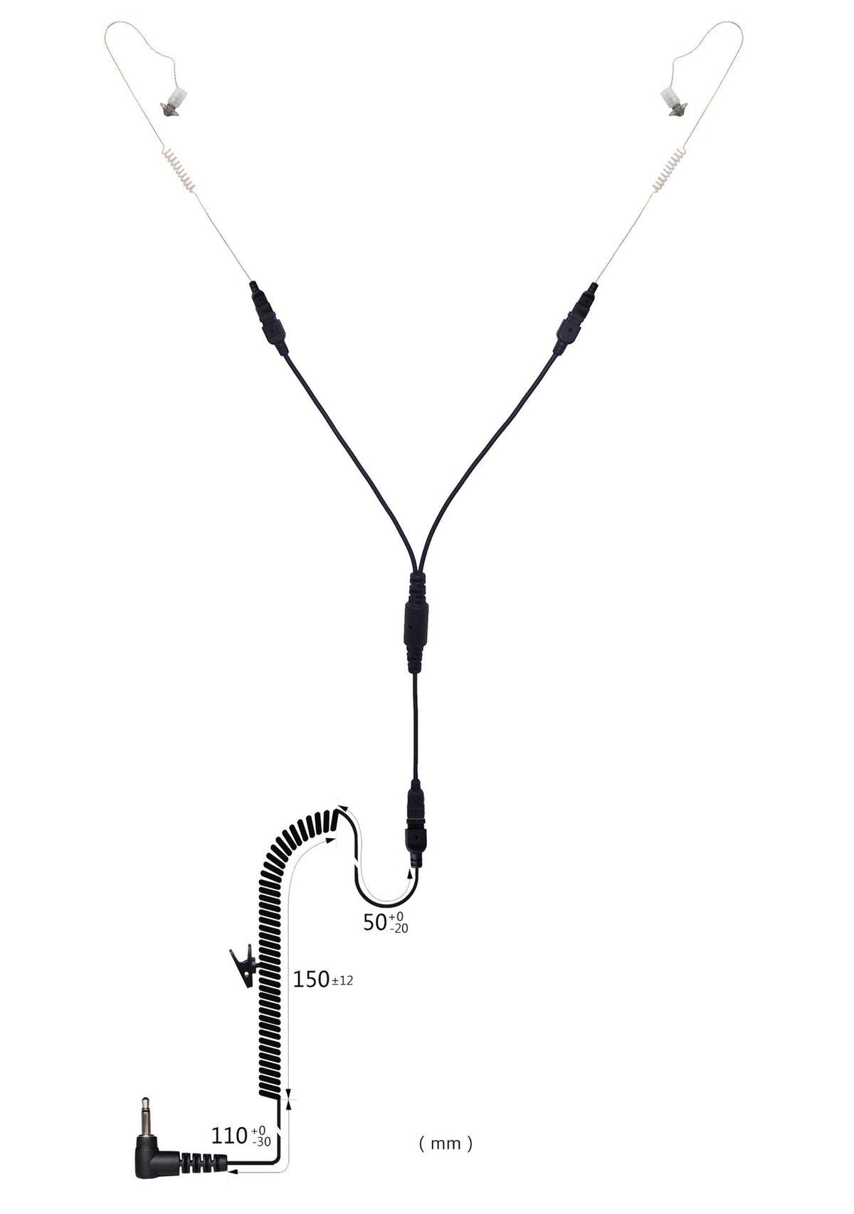 (CRS-LOEEPEYS) Listen Only Y Splitter Dual Extreme Earpiece w/ Cable ...